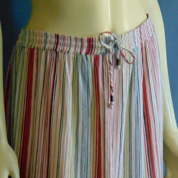 John Mark 100% Cotton Multi-Colored Striped Elastic Waist Maxi Skirt L - Picture 2 of 8